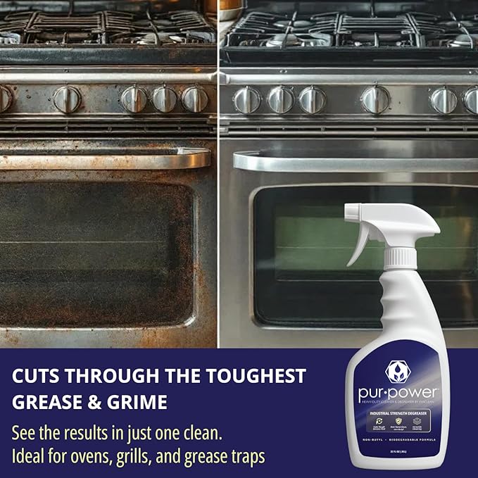EvaClean PurClean & PurPower – Ready to Use, 1 All Purpose Cleaner & 1 Heavy Duty Degreaser, 32 FL Oz. Each, Biodegradable, Non-Butyl, Multi-Surface Cleaning & Degreasing for Facilities & Industry