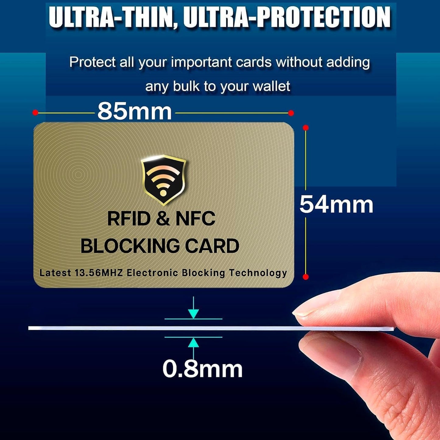 SaiTech IT 20 Pack RFID Cards One Card Protects Entire Wallet Purse For Men & Women, Contactless Bank Debit Credit Card Protector ID ATM Guard Card – Golden