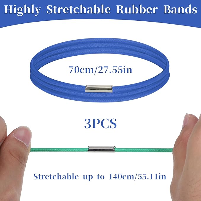 Garbage Can Bands, Heavy Duty Large Rubber Bands High Elasticity Garbage Bag Holder Trash Bag Holder Band to Hold Trash Bags in Place for 32-55 Gallon Bins, Set of 3 in Yellow, Blue, Green