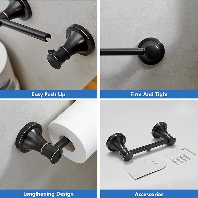 RUMOSE Toilet Paper Roll Holder Bathroom Flexible Pivoting Tissue Handle on Wall Mounted Oil Rubbed Bronze Rustproof Toilet Tissue Roll Holder,Stainless Steel