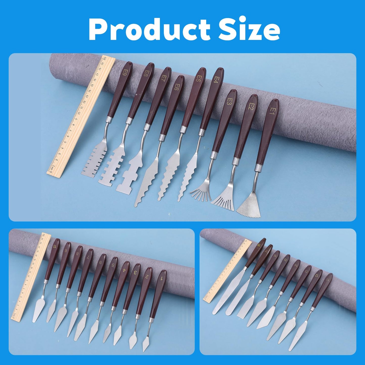 27-Piece Stainless Steel Palette Knife Set with Wood Handle - Professional Paint Spatula Kit for Acrylic, Oil Painting, Canvas Texturing & Color Mixing