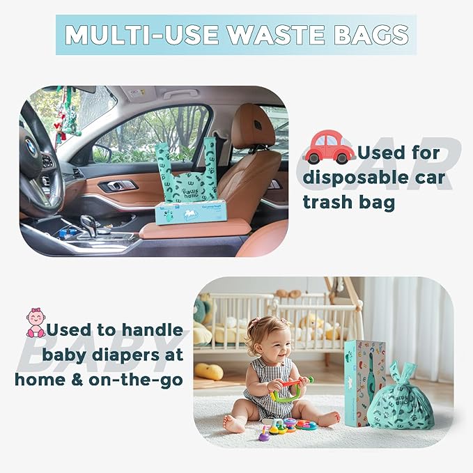 Poop Bags for Dog and Cat with Handle- 360 Counts, Unscented,Corn Starch Based Extra Thick and Guaranteed Leak Proof Dog Poop Bags and kitty litter Disposal Bags