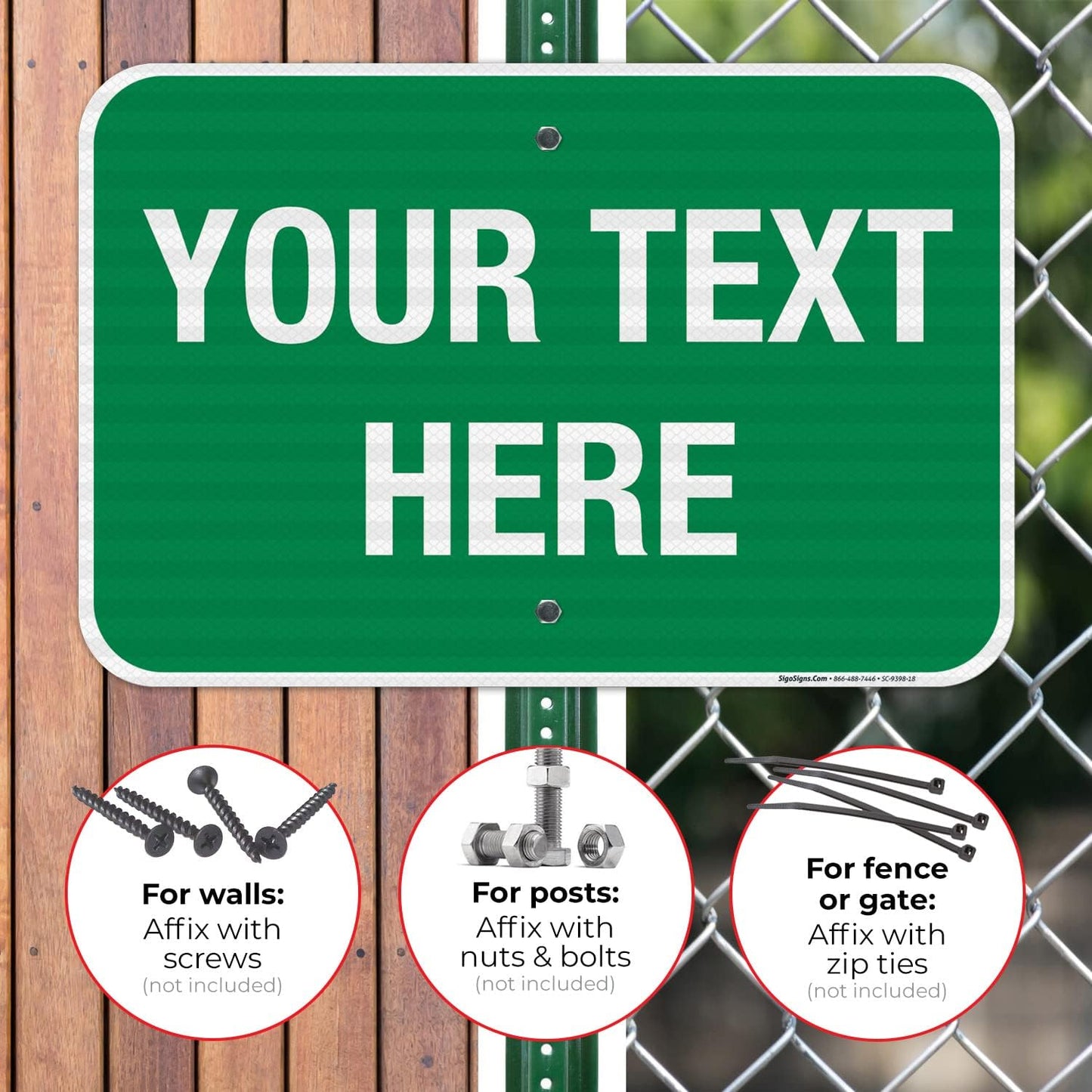 Personalized Custom Green Background Customize for Office, Business, Workplace, Home, Airbnb, Delivery Sign, 12x18 Inches, 3M EGP Reflective .063 Aluminum, Fade Resistant, Made in USA by Sigo Signs