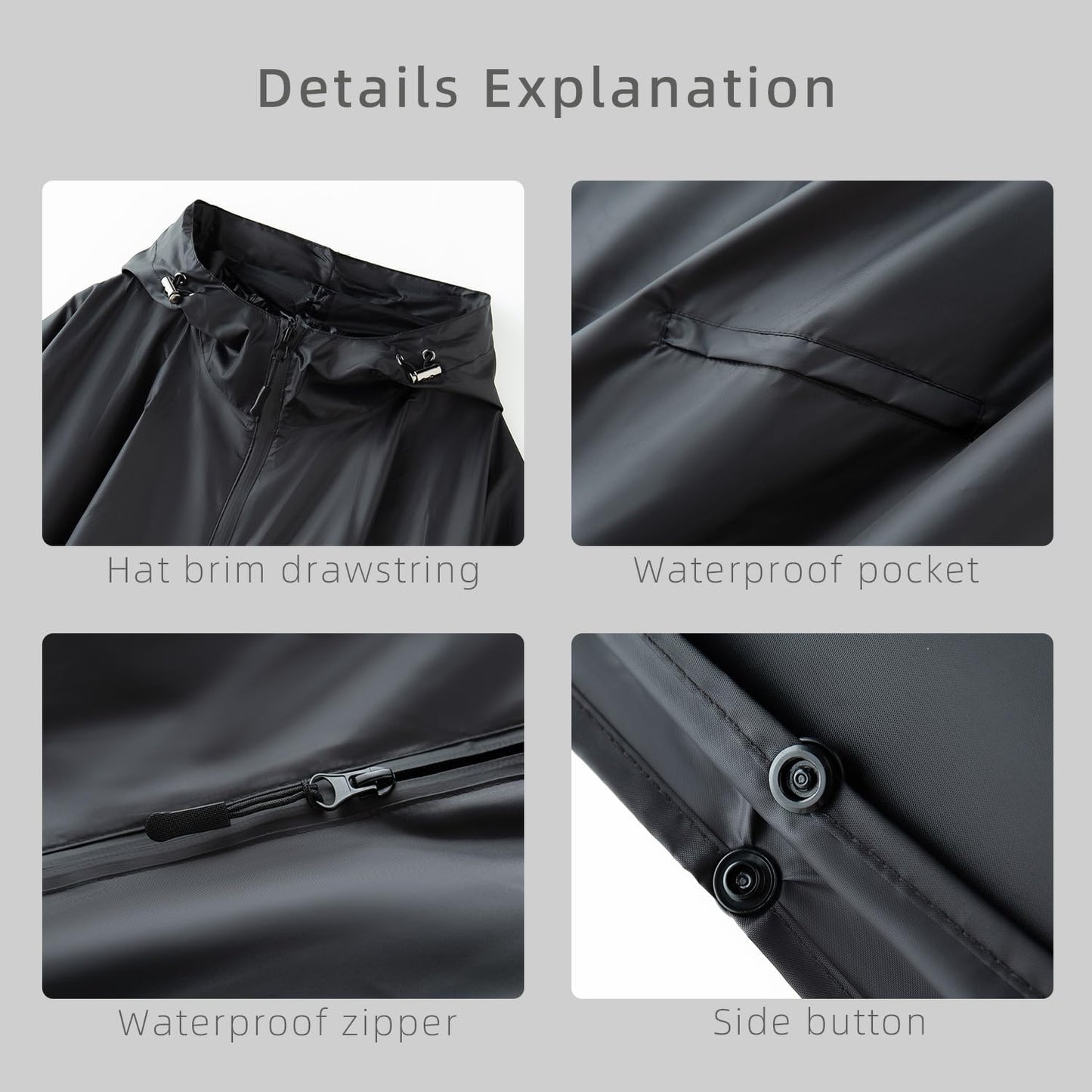 Cloak raincoat Unisex poncho Adult hooded men and women with pockets Mountaineering hiking rainstorm prevention