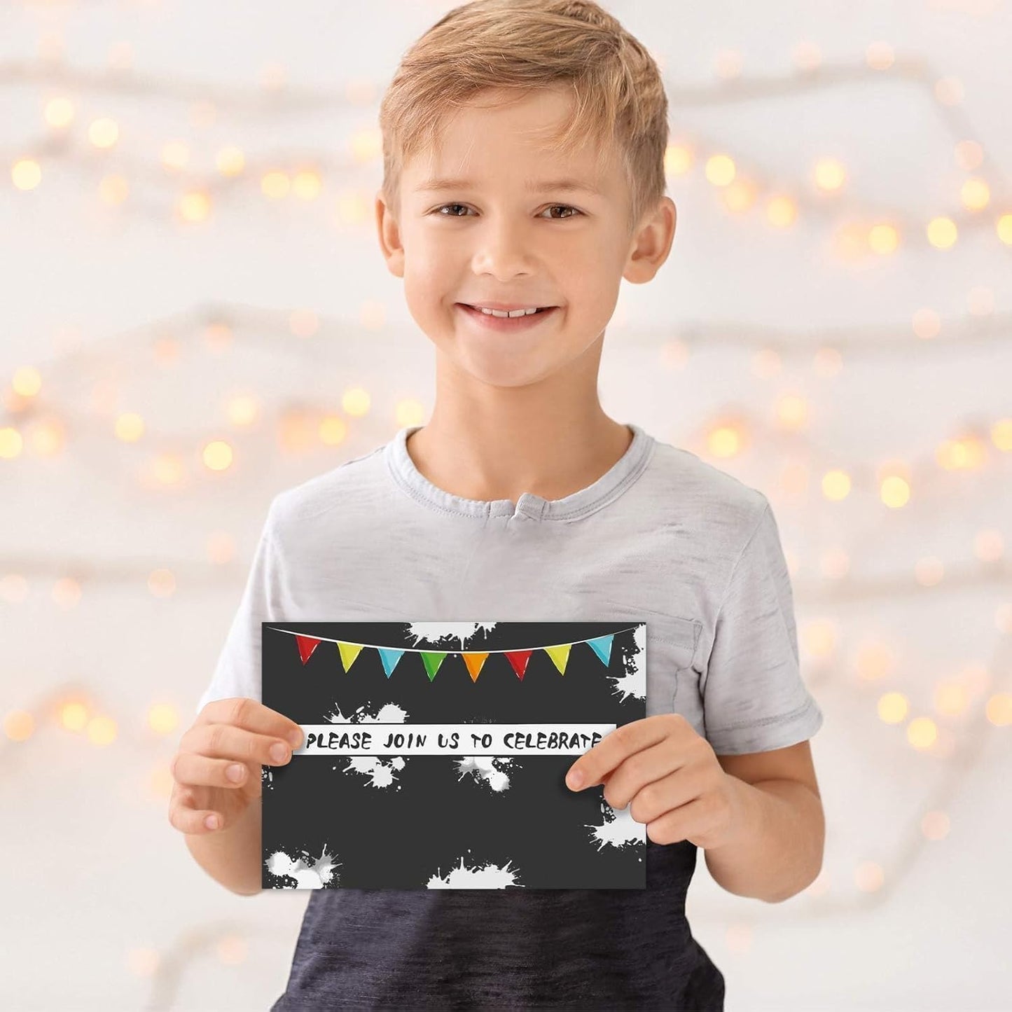 WERNNSAI Watercolor Video Game Party Invites - 20 Set Fill-in Invitations with Envelopes for Boys Game Theme Birthday Party Supplies Double-Sided Printed Invitation Cards