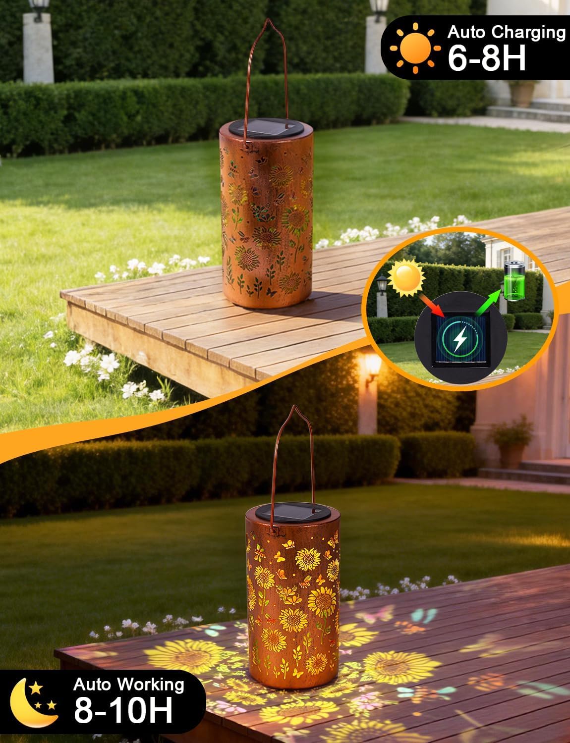 Solar Lanterns Outdoor Waterproof, Birthday Gifts for Women Mom Grandma, Hanging Colorful Sunflower Solar Lanterns (Hummingbird)