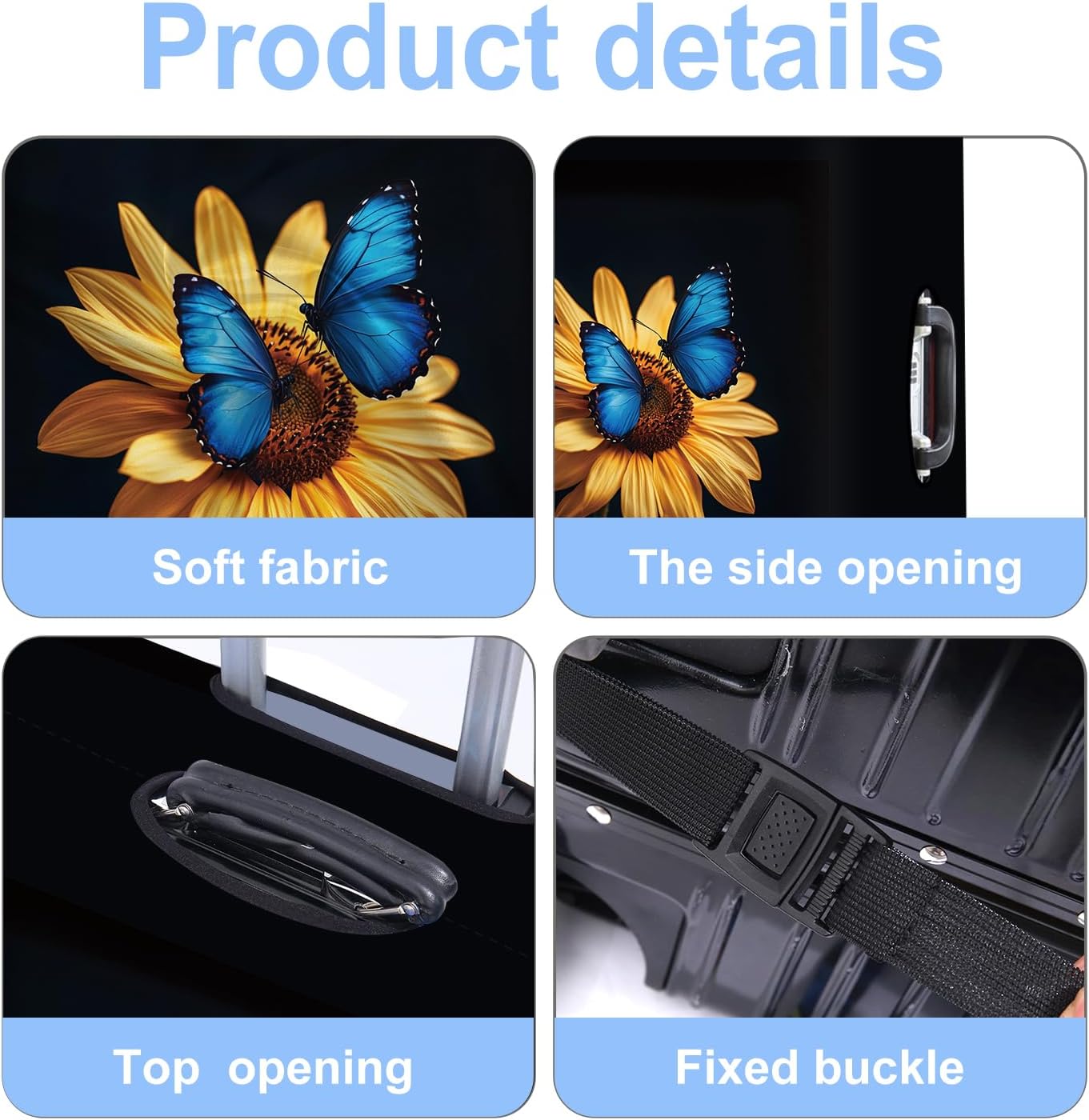 Luggage Cover Washable Suitcase Protector Anti-scratch Suitcase cover Fits 20-34 Inch Luggage (Sunflower, S(20-22inch suitcase))