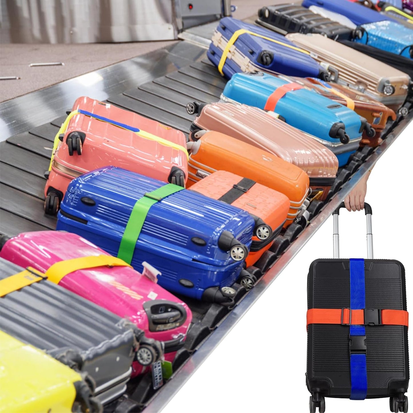 4Pcs Luggage Straps for Suitcase Travel Accessories TSA Approved, 80In Long Belts to Keep Your Suitcase Secure, Adjustable Bag Straps with Quick-Release Buckle for Travel Bag Closure, Green