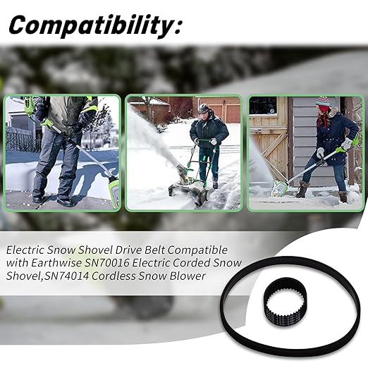 Replacement Black Drive Belt Sets Compatible with Earthwise SN70016 Electric Corded Snow Shovel,SN74014 Cordless Snow Blower(Includes Large Auger Belt and Small Motor Toothed Drive Belt)