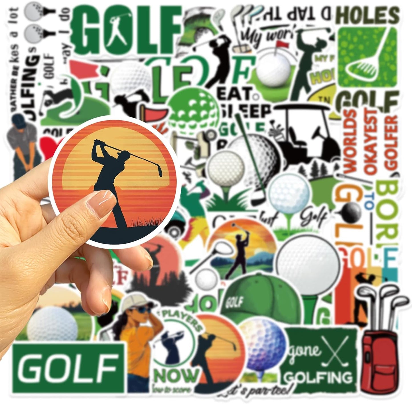 50Pcs Graffiti Golf Stickers, Waterproof Vinyl Stickers for Laptop, Water Bottle, Kindle, Suitcase, Bicycle, Notebooks, Scrapbooking, Journal