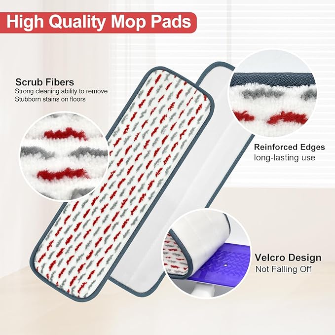 4 Pack Upgraded Reusable Mop Pads Compatible with Swiffer PowerMop, Mopping Pad Compatible with Swiffer Power Mop, Spray Refill for Multi-Surface Floor Cleaning, Reusable Thicker Microfiber Material