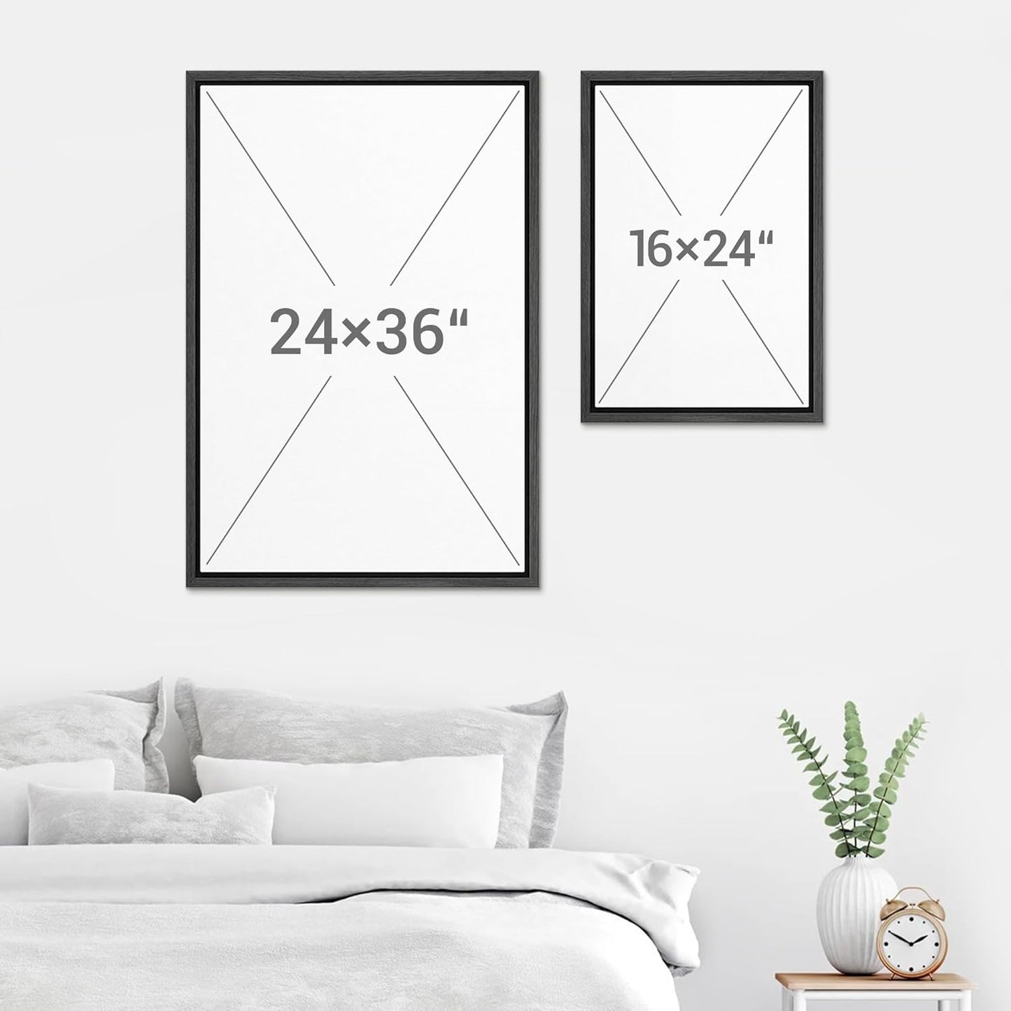 SIGNWIN Framed Canvas Print Wall Art Set Black White Industrial Paint Strokes Abstract Shapes Illustrations Modern Art Minimal Decorative Nordic for Living Room, Bedroom, Office - 24"x36"x2 Black