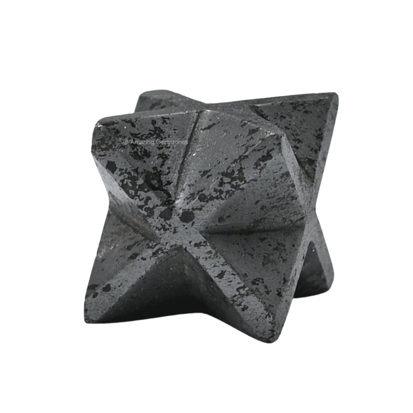 Amazing Gemstone Hematite Merkaba Crystal - 0.75 Inches Metaphysical Merkaba Star for Meditation - Energetic Tetrahedron Crystal and Healing Stones for Spiritual Growth and Healing (15-20mm)