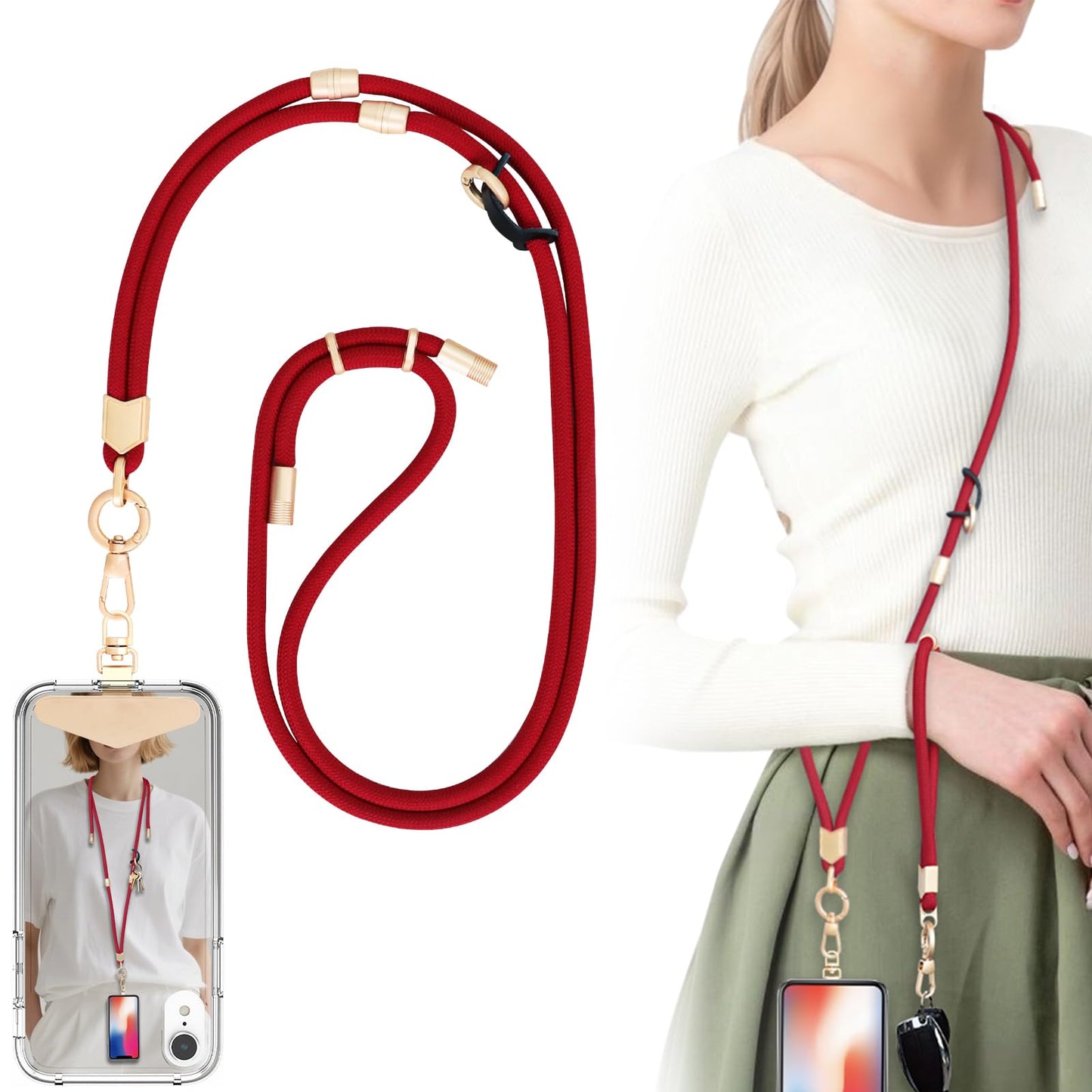Yiflin 3-In-1 Phone Lanyard,Adjustable Phone Strap Crossbody With Phone Tether Tab, Neck&Wrist Strap In 1 Compatible With Most S