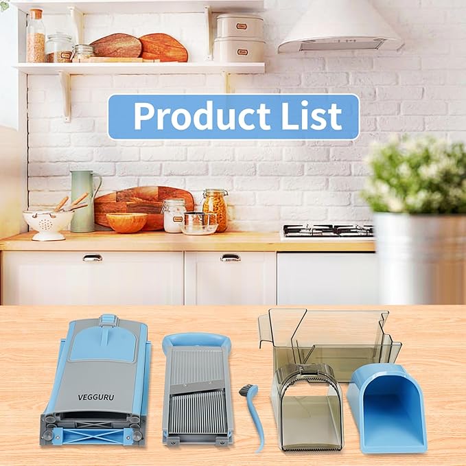 Safer Mandoline Food Slicer, Thickness Adjustable Vegetable Chopper, Onion Slicer Tomato Cutter Dicer, Multifunctional Kitchen Food Fruit
