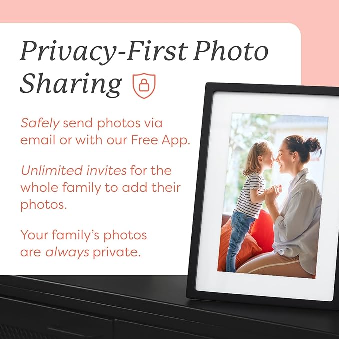Skylight Digital Picture Frame: 15 Inch WiFi Enabled with Load from Phone Capability, Touch Screen Digital Photo Frame Display - Customizable Gift for Friends and Family - Black