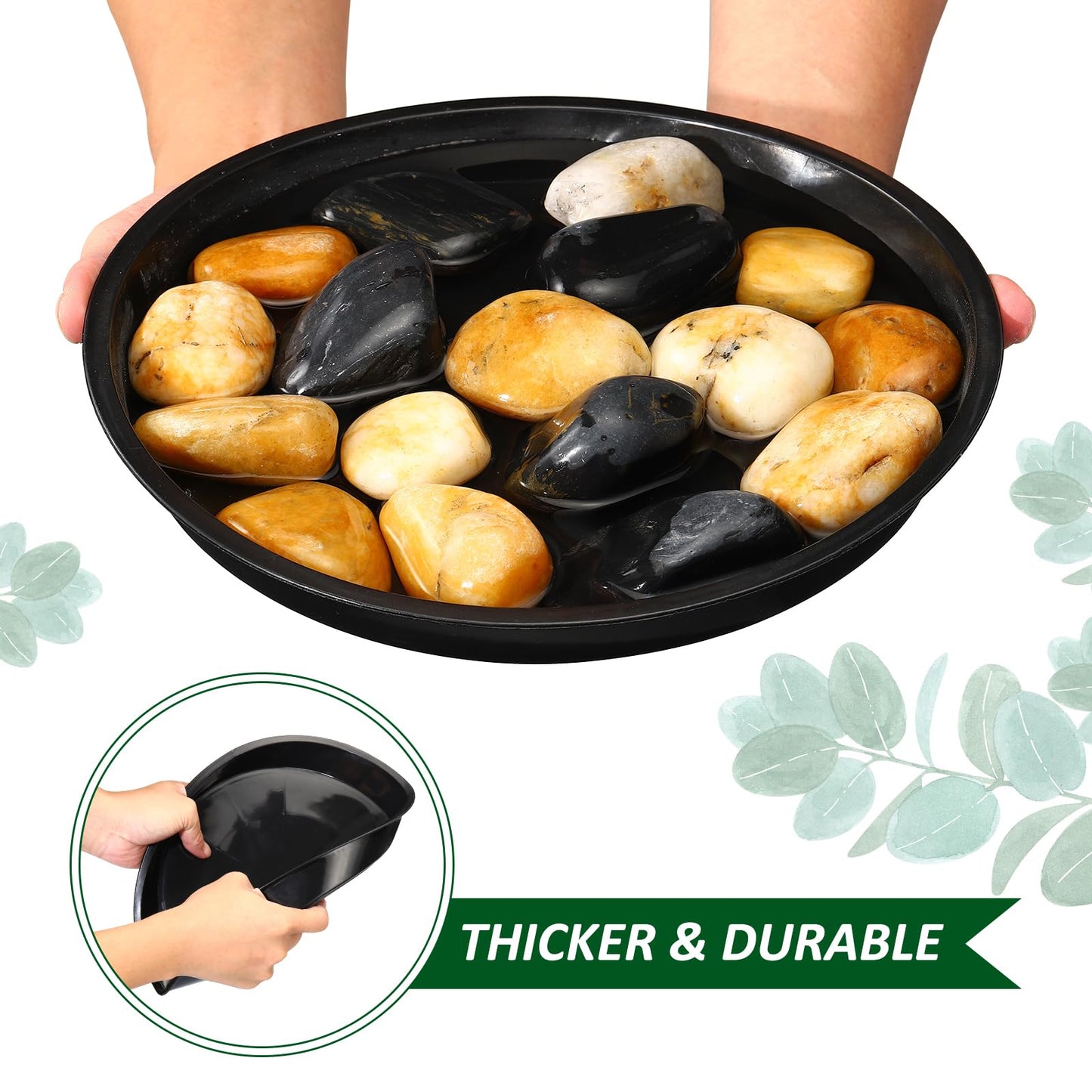 PATIKIL 3 Pack Plastic Plant Saucer, 15 Inch Plant Tray for Pots Round Plant Dish Plant Drip Trays Water Tray for Indoors Outdoors Garden, Black