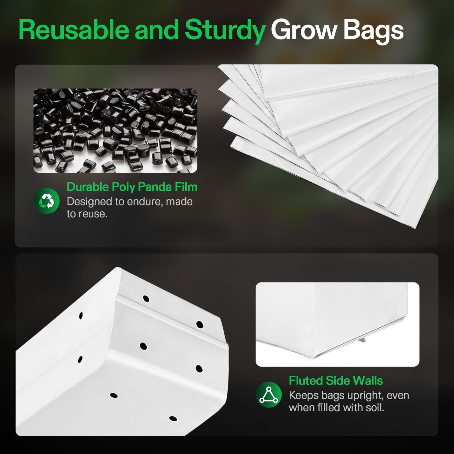 VIVOSUN 50-Pack 3 Gallon Grow Bags for Plants, Black-and-White Thick Plastic Bags for Potting Seedlings, and Rooting