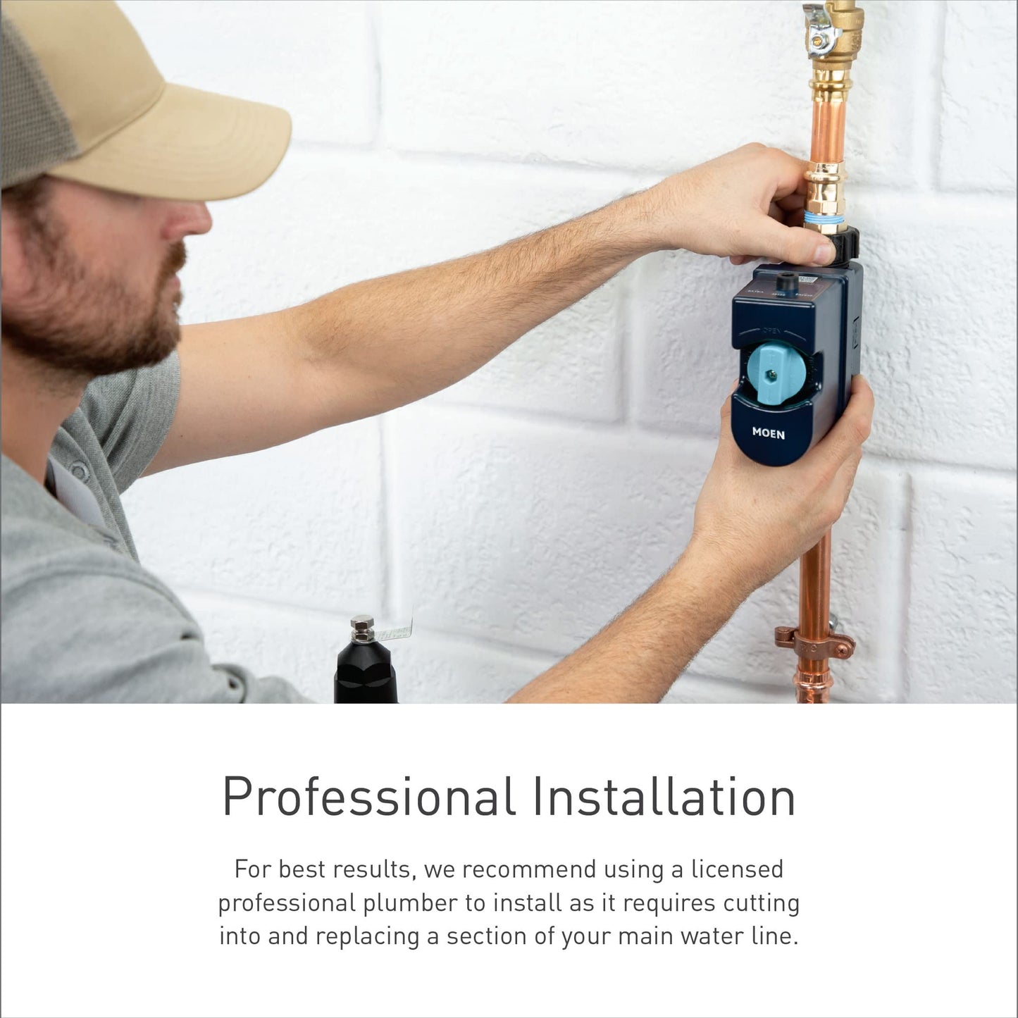 Moen Flo 1-1/4-inch Smart Water Shut Off Valve, Smart Home Water Monitor Leak Detector, Wifi Connected, App Enabled Flow Meter and Shutoff, 900-002