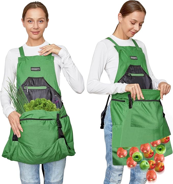 Garden Apron,Harvest Aprons with Pockets for Women and Men,Canvas Gardening Tool Belt, Gardening Gifts for Mom,Dad