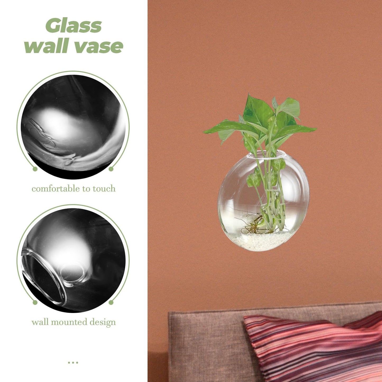 GRADENEVE Wall Hanging Glass Terrarium Planter Vase Hydroponic Flower Holder Glass Plant Bottle Decorative Home Décor for Indoor Use,