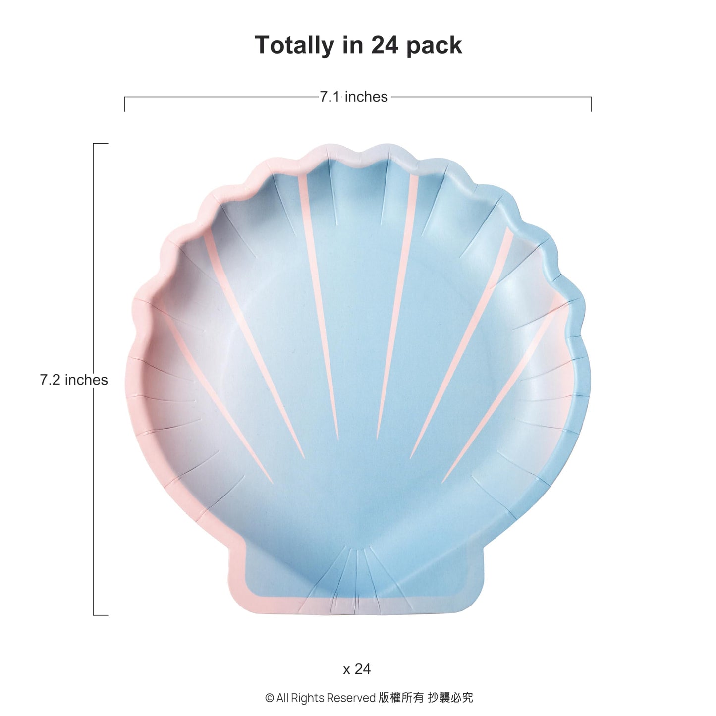 Cheerland Shell Plates Mermaid Plates for Mermaid Birthday Decorations Under the Sea Party Ocean Themed Party Iridescent Paper Seashell Dessert Plate for Kids Girls Beach Tableware 24 Pcs