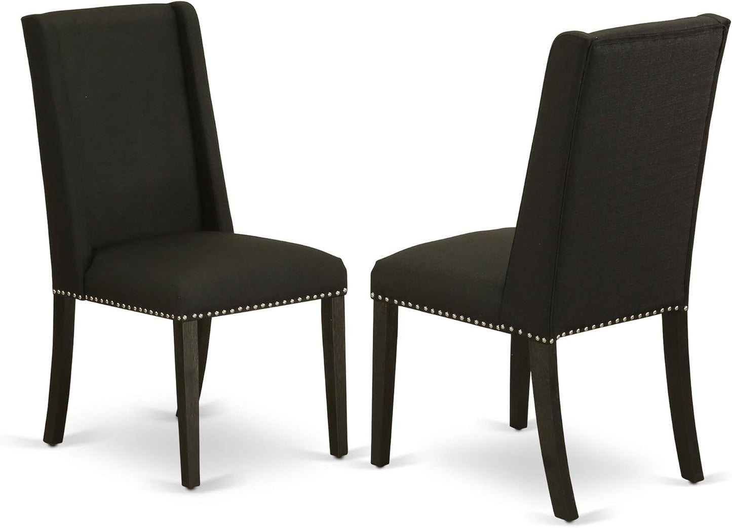 East West Furniture X697FL624-7 7 Piece Dining Room Furniture Set Consist of a Rectangle Dining Table with X-Legs and 6 Black Linen Fabric Parsons Chairs, 40x72 Inch, Multi-Color