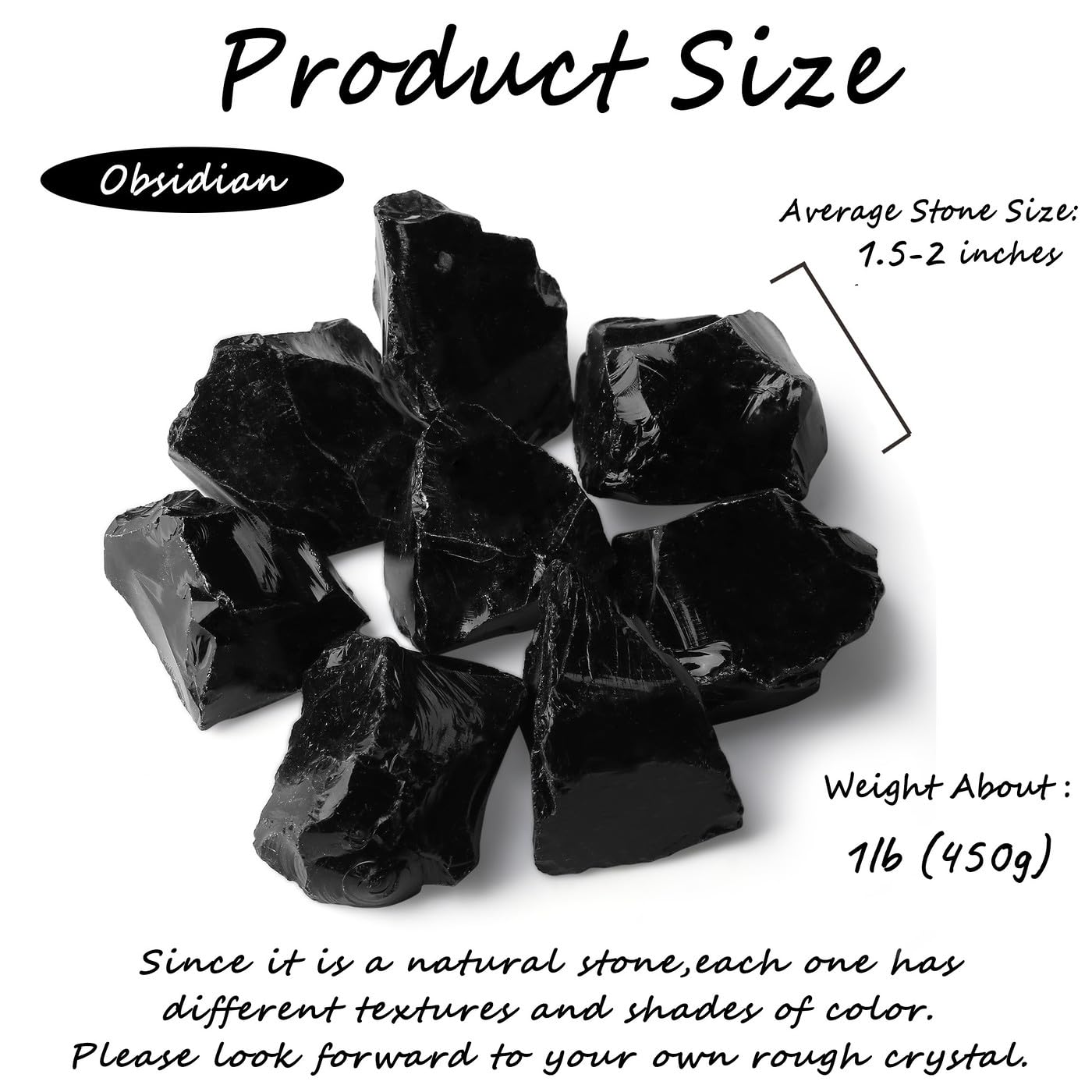 ZHIYUXI 1lb Obsidian 2" Rough Stones Crystals Raw Crystal Bulk Large Crystals and Stones Gemstones Natural Tumbling Rocks for Meditation, Fountain Rocks, Wire Wrapping, Wicca, Cabbing, Decor