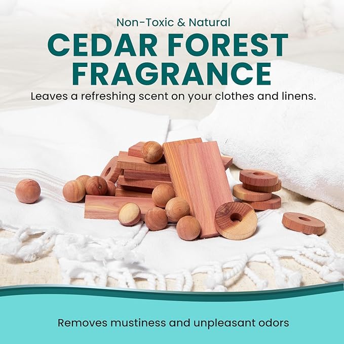 50 Cedar Rings for Clothes Storage & Closet Set - Drawer & Closet Freshener - Clothing Storage Accessories