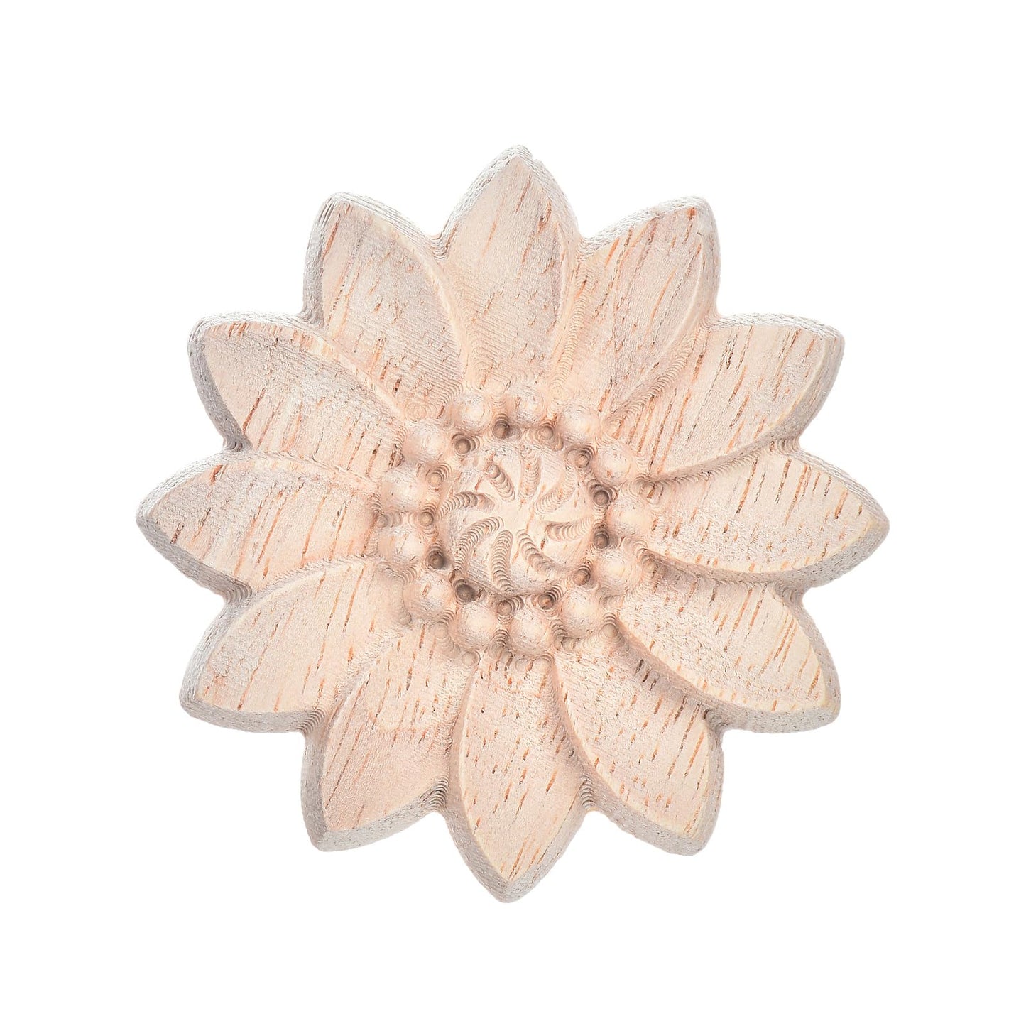 10PCS Wood Carved Flower Appliques Round Carving Craft Decals Onlays for Home Chests Cabinet Door Cupboard Dresser Bed Wall Pew Wardrobe Furniture Decor (Dia-5cm/1.97")