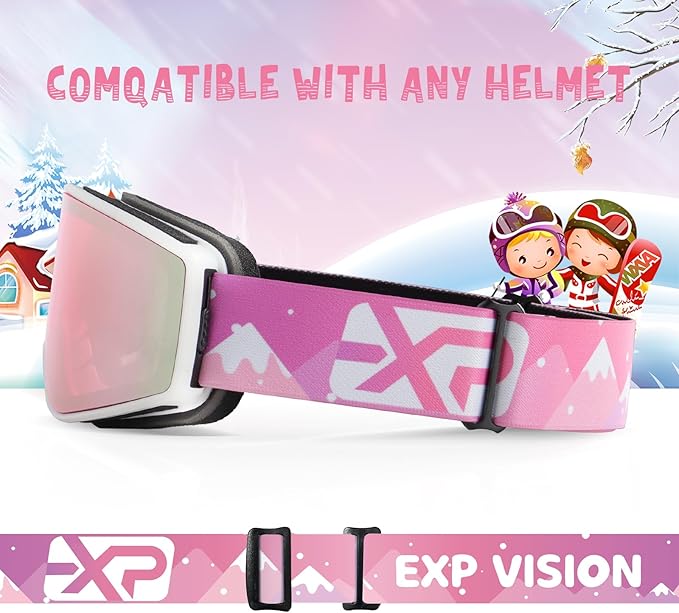 EXP VISION Ski/Snowboard Goggles Parent-child Snow Goggles Over Glasses for Men, Women Youth Kids