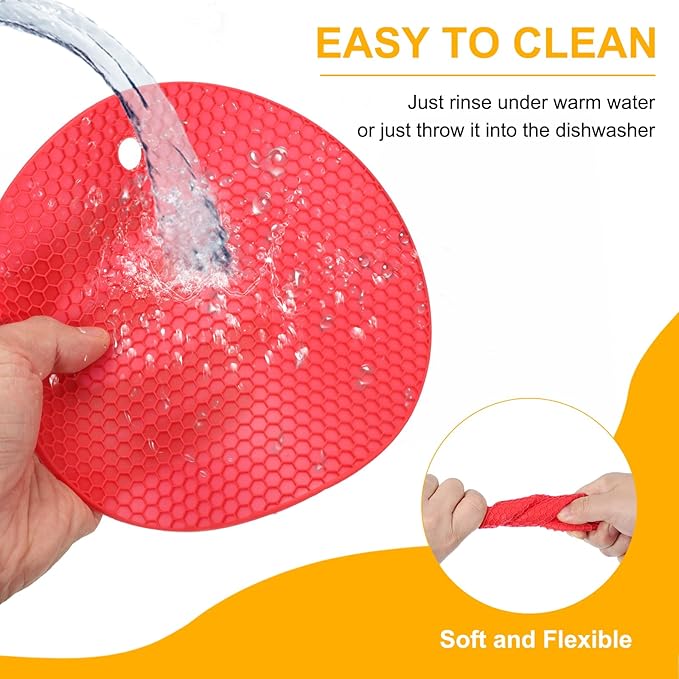 uxcell 3pcs Silicone Jar Opener Pads, 17.5cm/7" Texture Can Opener Multipurpose Round Bottle Lid Opener Non-Slip Coasters for Weak Hands Seniors Children, Orange