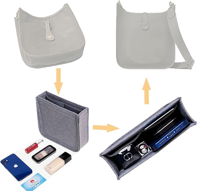 Lckaey Felt Organizer- for Evelyne Bag 29 Bags Insert- Handbag insert Purse-1003Orange-M