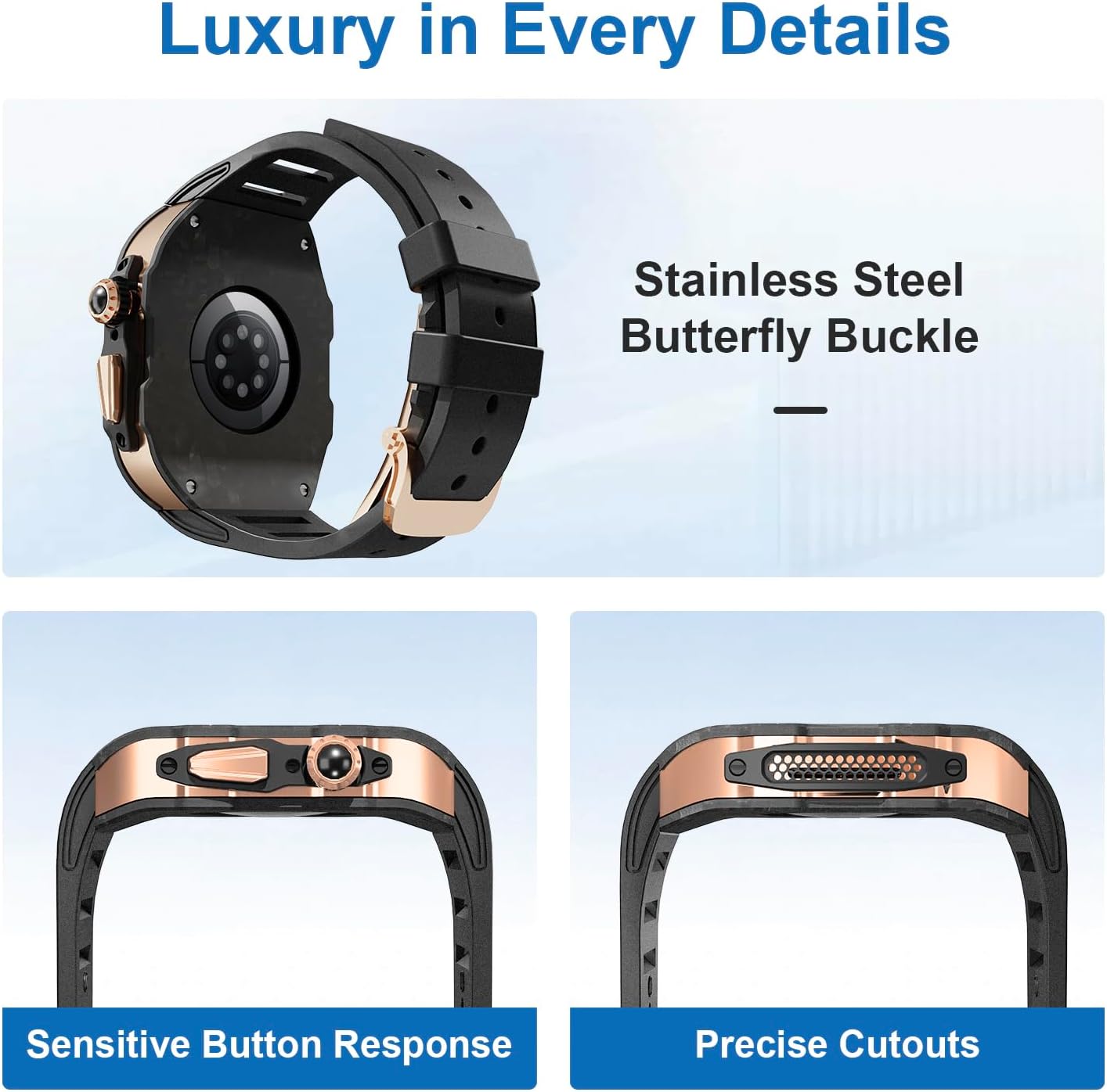Luxury Carbon Fiber Case with FKM Band Compatible for Apple Watch 11/10 46mm, Rugged Military Protective Cover Heavy Duty Tactical Protection for Men iWatch