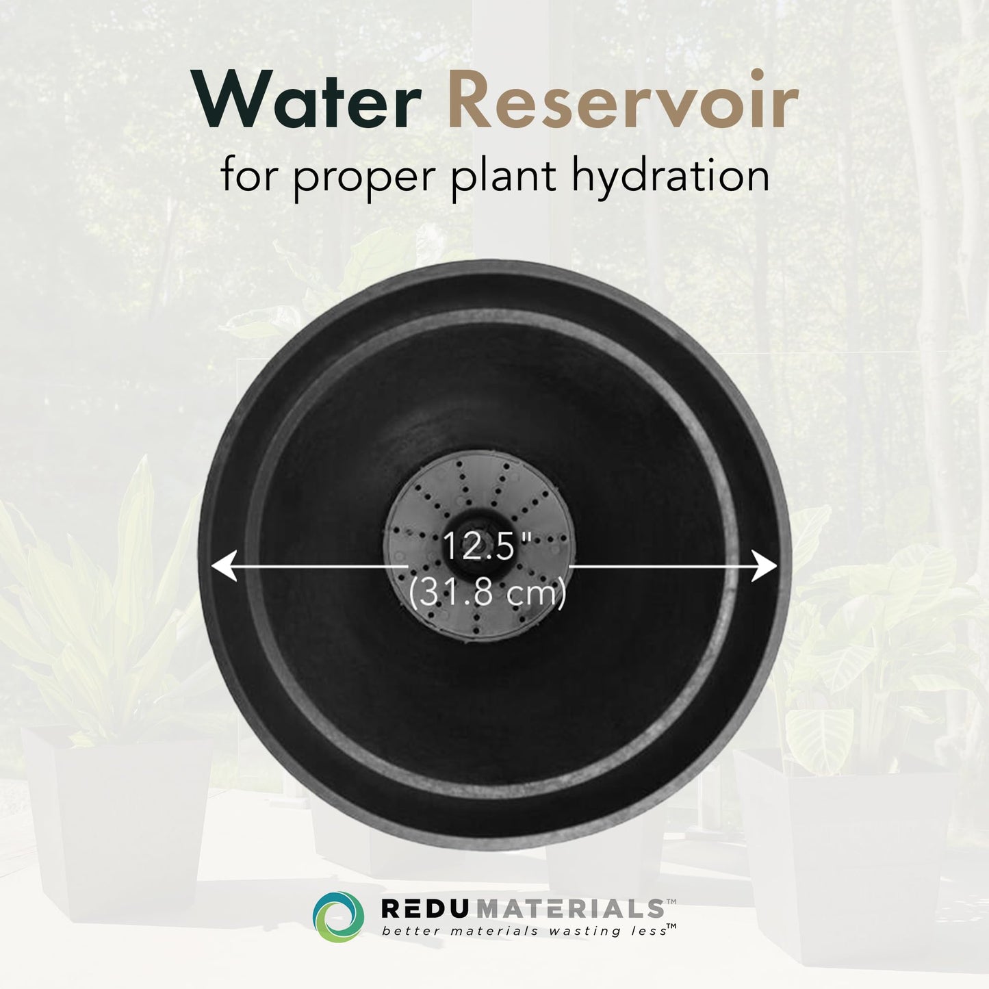 Tierra Verde Indoor & Outdoor Self-Watering Tall Round Planter, Aria, 12.5" x 20", Black - Planting Containers for Plants and Flowers - Gardening and Landscaping Accessories