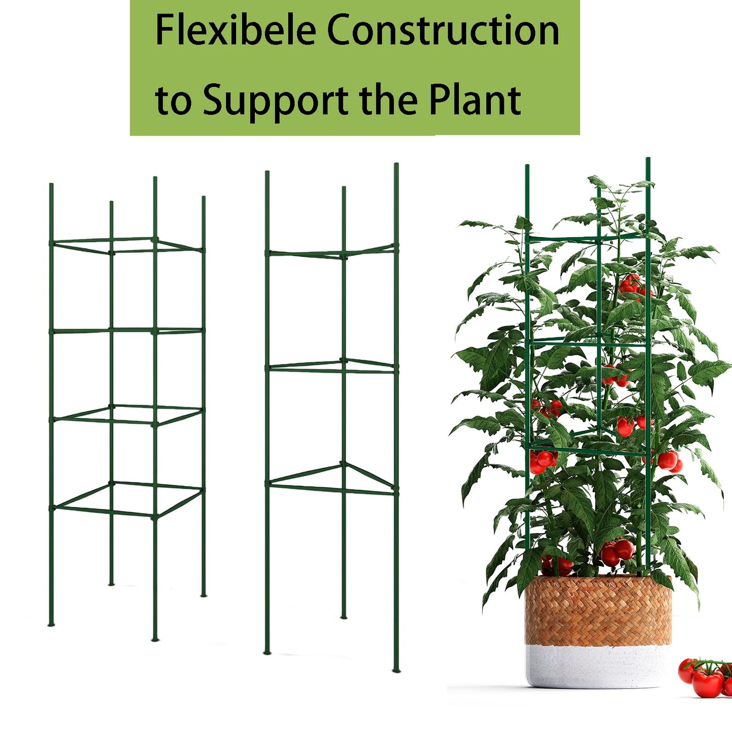 36PCS Plant Stake Arms for Tomato Cage，Expandable 11.8" Plant Supports Trellis Connector Clips for 11mm Garden Plants Stakes Stand Outdoor/Indoor