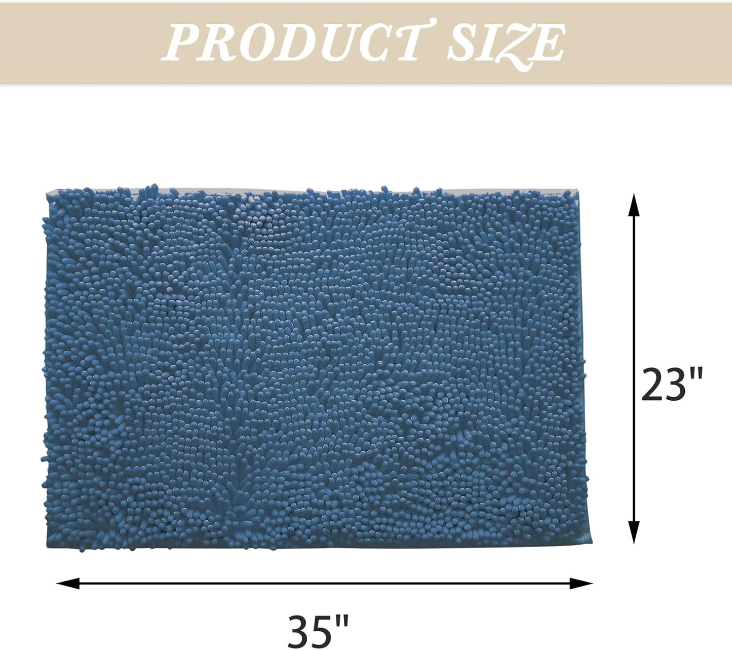 Non-Slip Bath Rug,Extra Soft Microfiber Bedroom Shag Carpet with Anti-Slip Backing,Water/Dust Absorbent Fast Dry Shower Mat,Sound Insulated Stairs Pad,Machine Washable (NavyBlue,23 x 35 Inches)