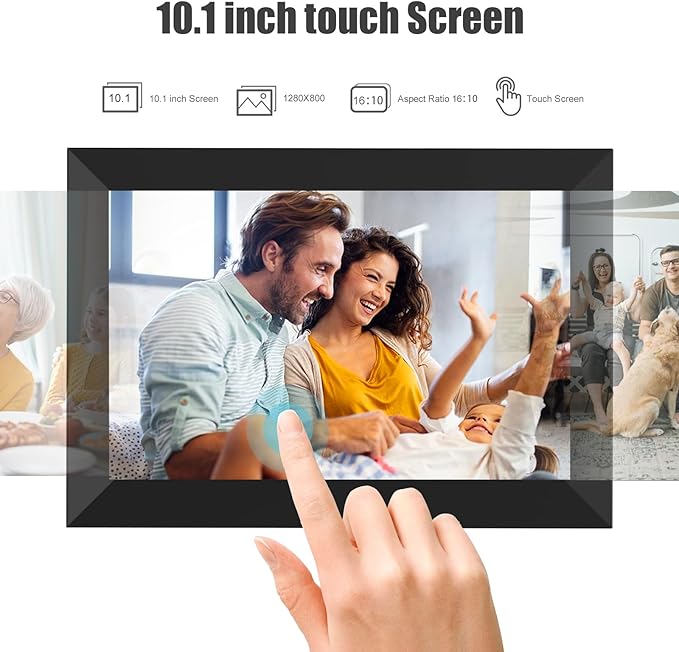 Digital Picture Frame WiFi 10.1 Inch Smart Digital Photo Frame with 1280x800 IPS HD Touch Screen, Auto-Rotate and Slideshow, Easy Setup to Share Photos or Videos Remotely via App from Anywhere