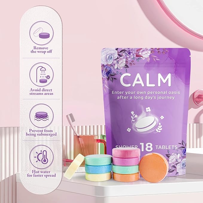 DeckTheHalls 18 Pack Shower Steamers - Shower Bombs with Lavender Mint Rose Coco Sea Grapefruit Natural Fragrance, Self Care & Relaxation Presents for Women and Men - Birthday Presents