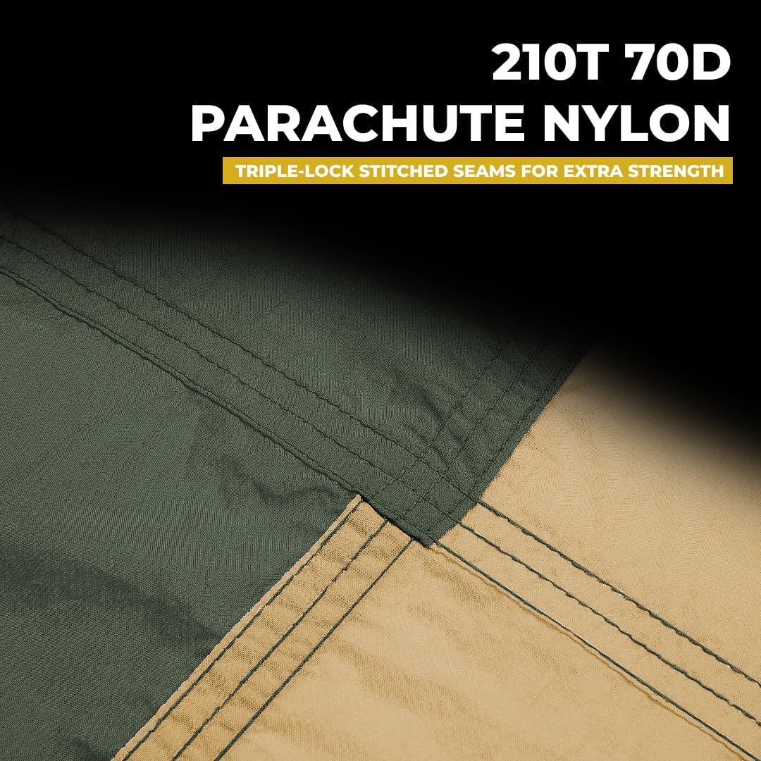 Grand Trunk Double Deluxe Parachute Nylon Hammock - 500lb Capacity Camping Hammock, 10.5x6.5ft, Lightweight & Durable (Heritage)
