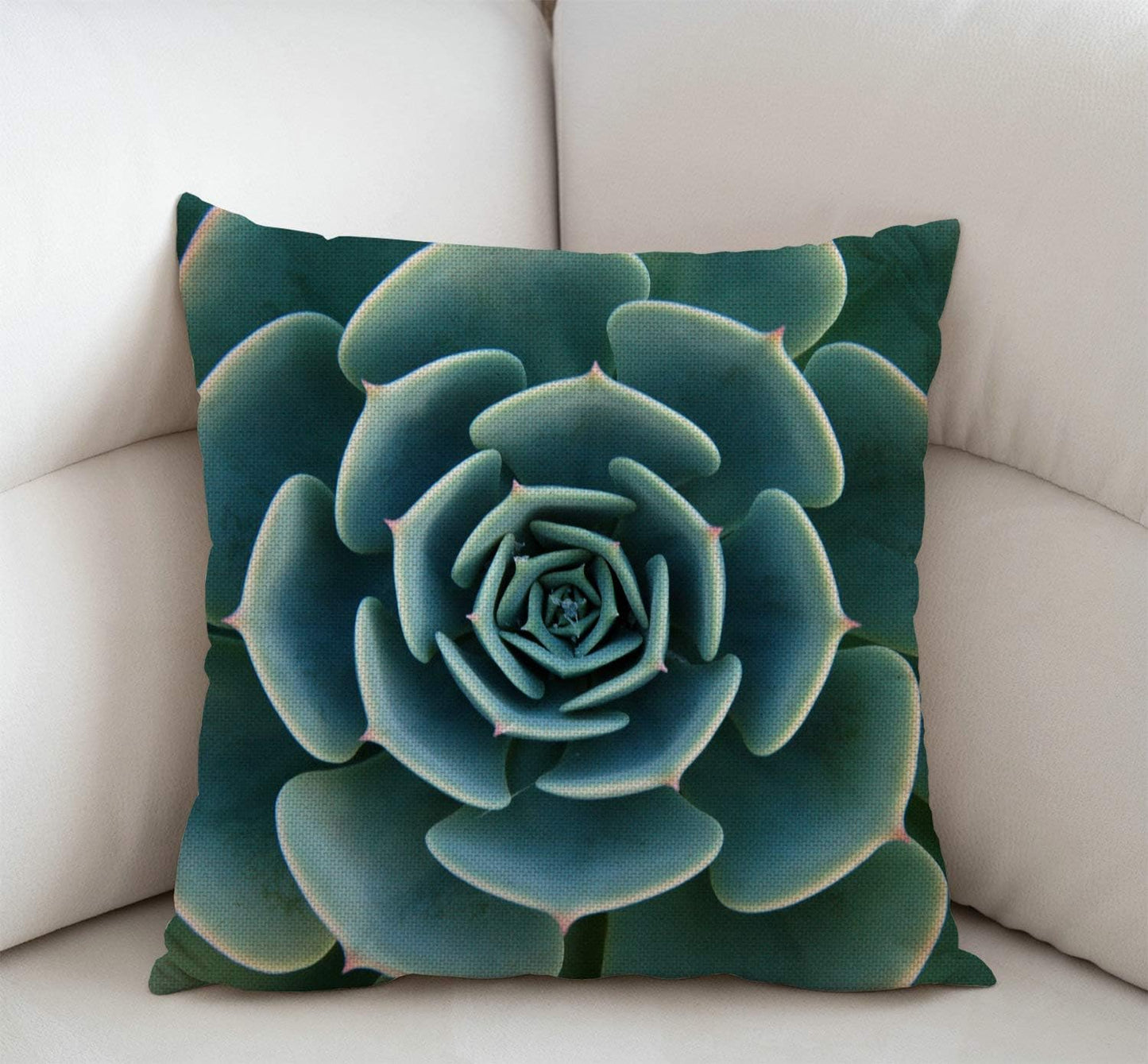 Swono Green Aloe Succulent Plant Cotton Linen Throw Pillow Case Cushion Cover Home Office Decorative for Sofa Living Room Square 18 X 18 Inches