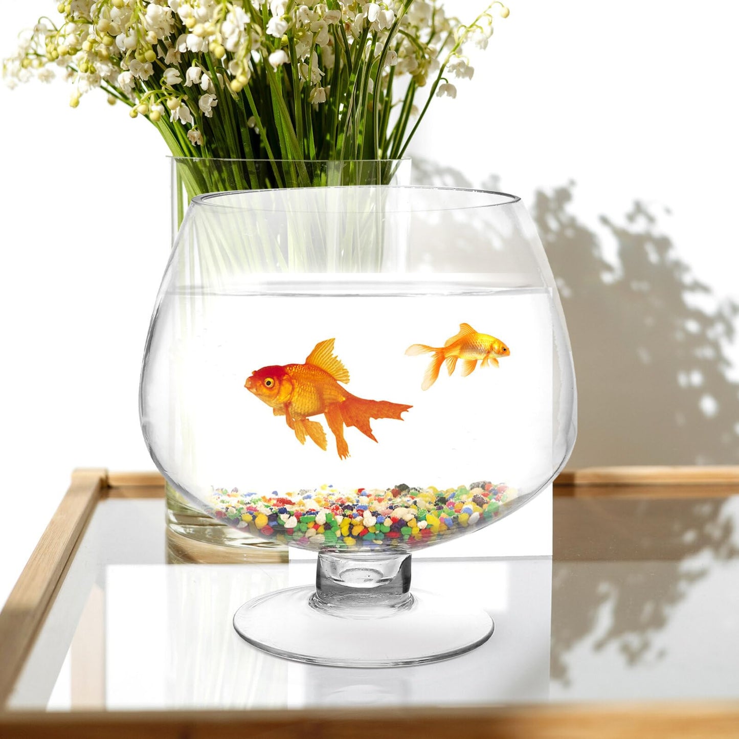 GANAZONO Clear Bubble Bowl Glass Fish Bowl Terrarium Globe Flower Vase Hydroponic Vase Goblet Beer Glass Centerpiece for Home Office Wedding Party Tabletop Decor 6.68inches