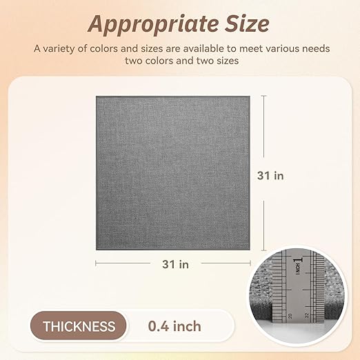 PADOOR Stair-Treads Landing Mat Non Slip Indoor, Square Stair-Runners for Wooden Steps Rubber Backing, Reusable Carpet Stair Treads, Durable Stair-Carpet Treads for Kids and Dogs 31"x31" Grey