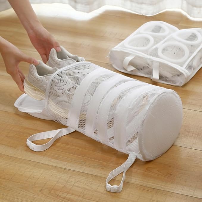 Shoe Wash Bags, Mesh Cleaning Bags for Sneaker, Underwear, Socks, Hangable Mesh Laundry Bags for Washing Machine, 2 Packs