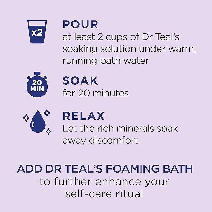 Dr Teal's Epsom Salt, Lavender, 3lbs, Pack of 2 | Soothe & Sleep | Soaking Solution