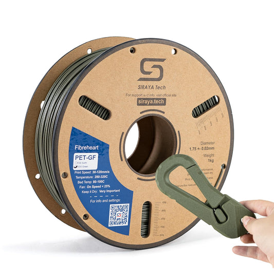 Siraya Tech Fibreheart PET-GF ODG Olive Green 3D Printing Filament, 1kg - 15% Glass Fiber Reinforced, Flat Dark Earth, UV Resist