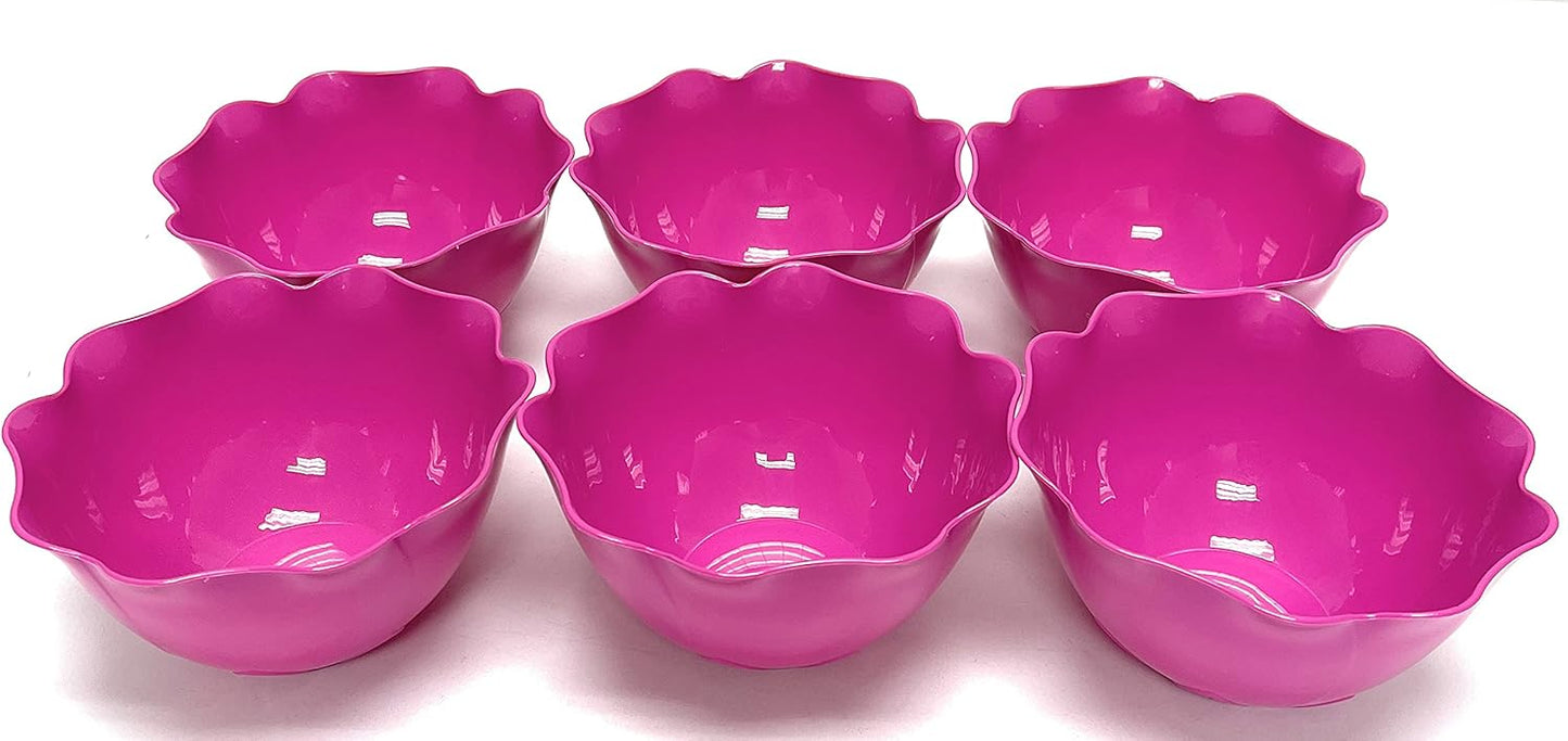 Mintra Home Reusable Bowls and Plates 6pk - Lotus Collection (Fuchsia, Bowl 6pk - (5.5inW x 2.75inH))