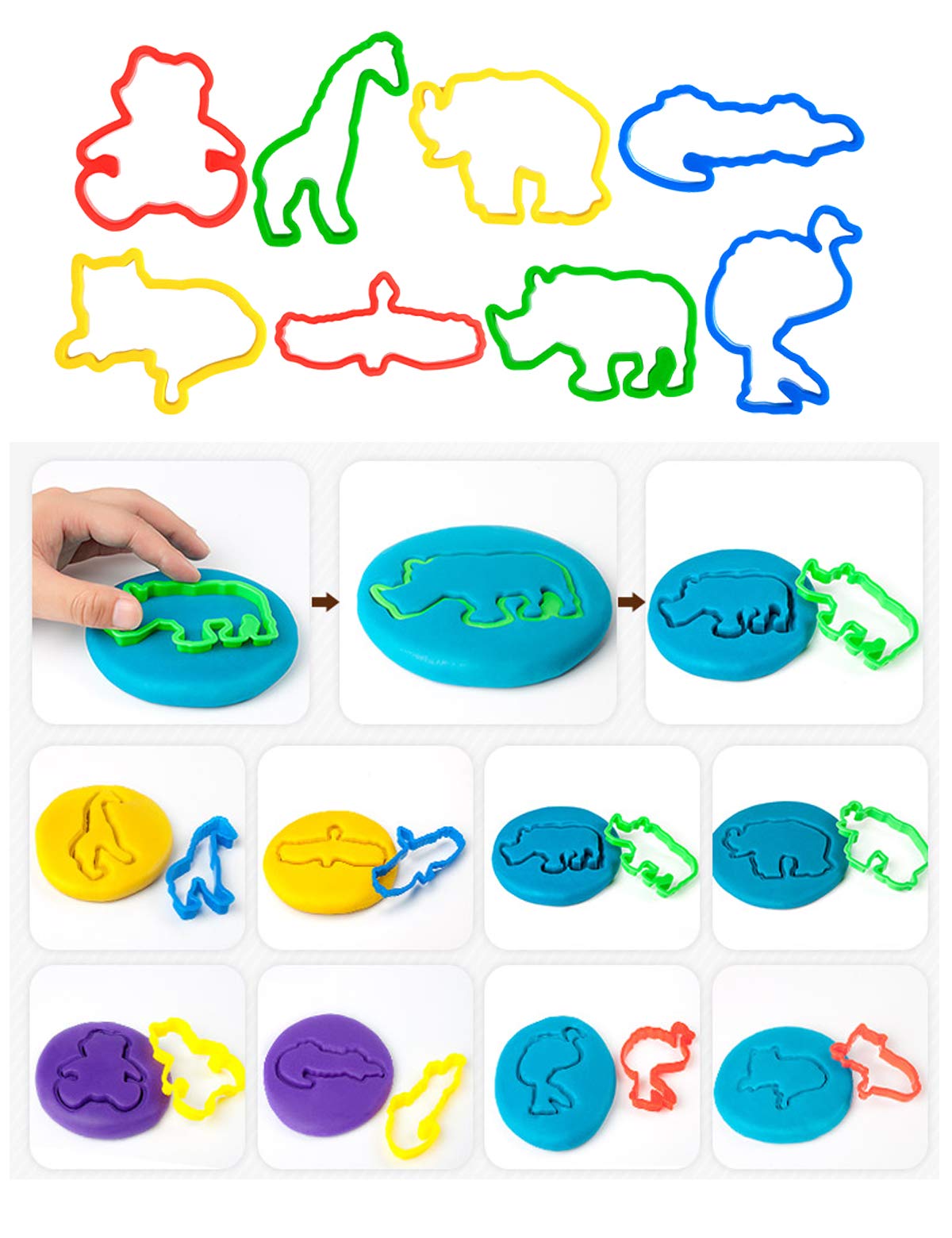 Pecopcock Letter Molds Tools Set for Kids 69Pcs Accessories, Rollers and Cutters, Numeral Various Plastic Animal Molds and Art Clay Tools for Creative Cutting