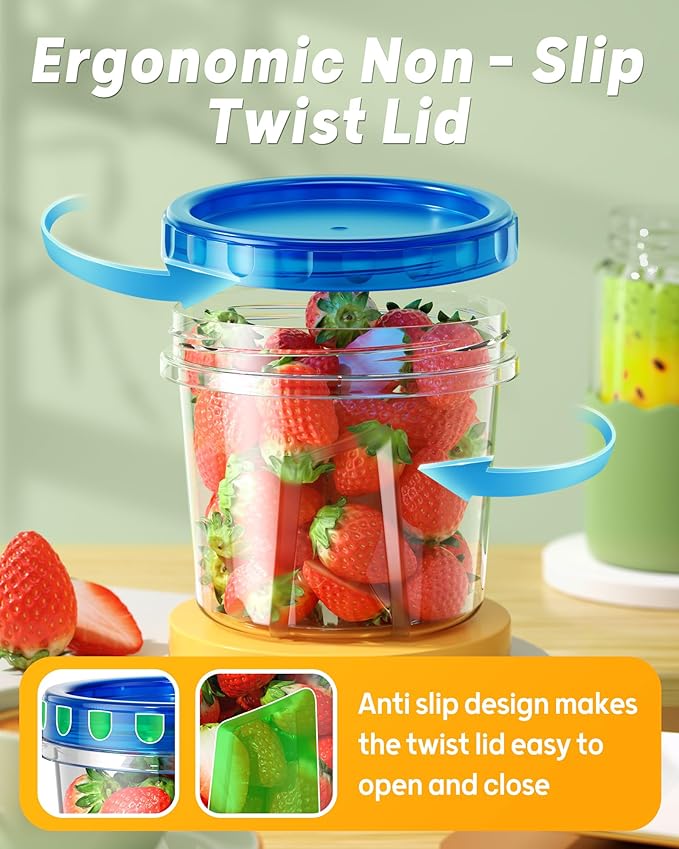 12 Pack-24 oz Freezer Storage Containers, Plastic Food Storage Containers with Twist Top Lids, BPA Free and Reusable Soup Containers with Lids, Leakproof/Microwave/Dishwasher Safe