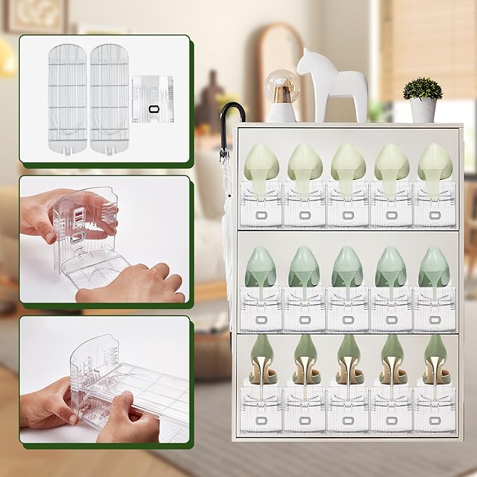 Clear Shoe Slot Organizer, 30 Pack Adjustable Shoe Slots Organizer for Closet Clear Shoe Stackers Shoes Rack Holder Shoe Space Savers for A Pair of Shoes(Transparent)